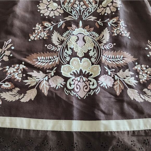 LOFT embroidery eyelet scallop hem side zip cottagecore prairie lined midi skirt - Picture 12 of 14